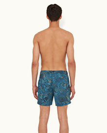 Night Iris/Cerulean Tropic Nightfall Mid-Length Drawcord Swim Shorts | Night Iris/Cerulean