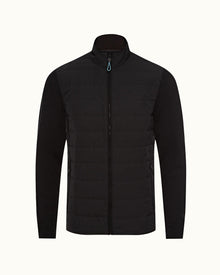 Terence Black Showerproof Milano Rib Sleeve Jacket | Black