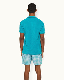 Terry Towelling Crystal Sea Tailored Fit Resort Towelling Polo Shirt | Crystal Sea