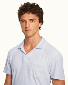 Terry Towelling Light Island Sky Tailored Fit Organic Cotton Towelling Resort Polo Shirt | Light Island Sky