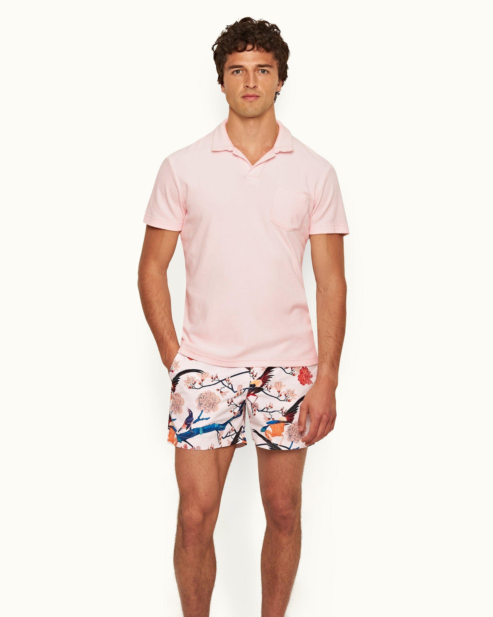 Terry Towelling Rose Tailored Fit Organic Cotton Towelling Resort Polo Shirt | Rose