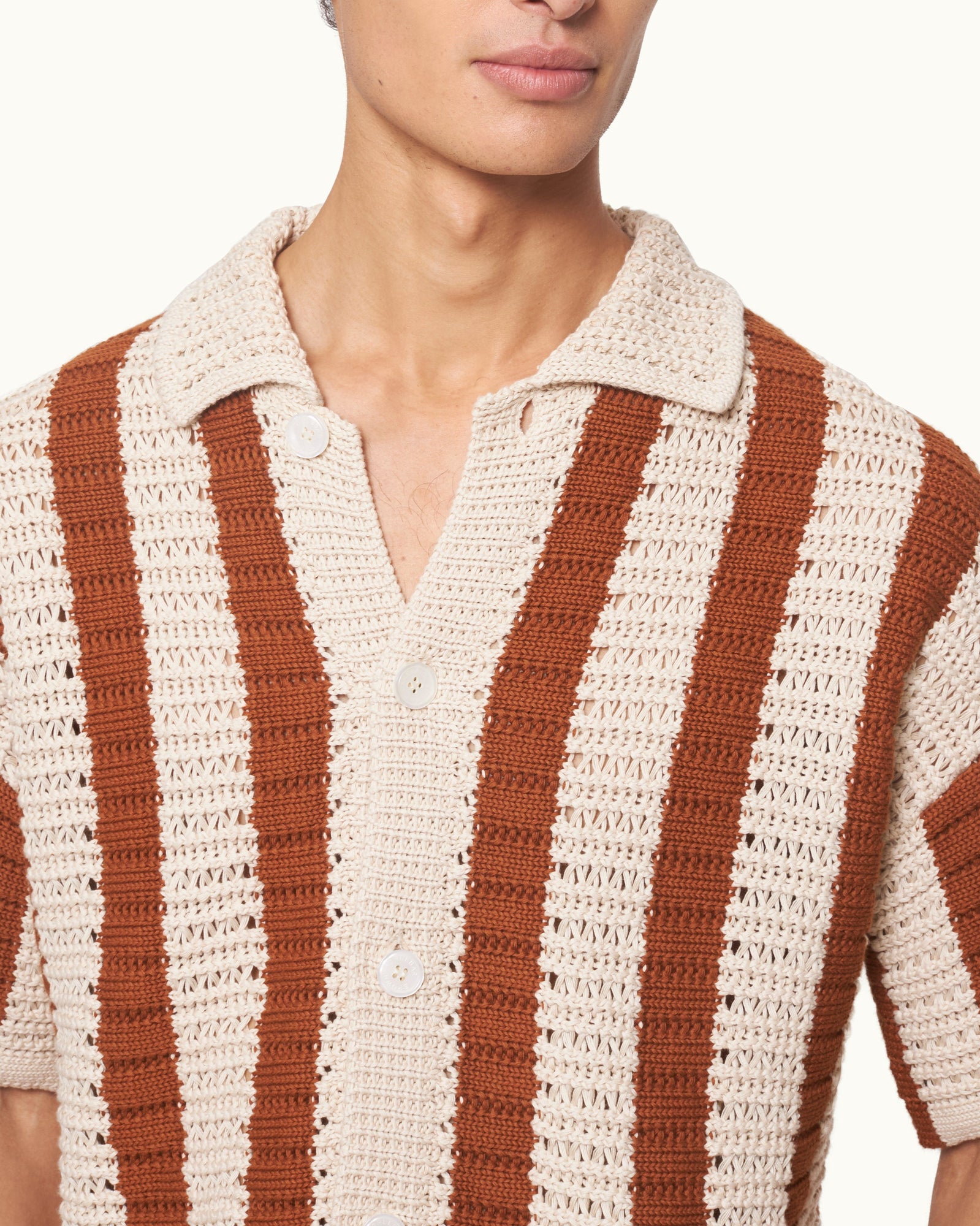 Men | Thomas Crochet Shirt | Canela/Cashew