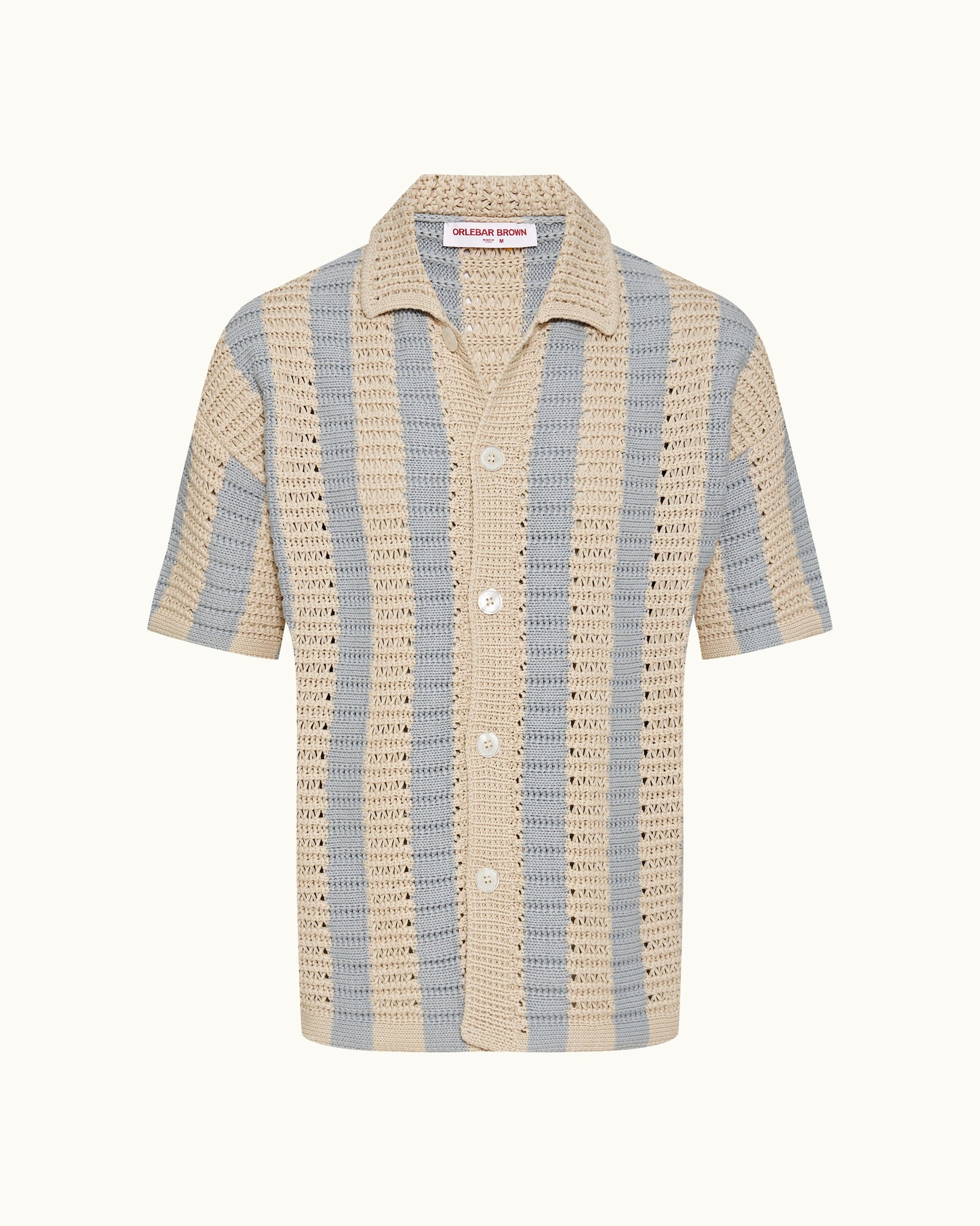 Thomas Crochet Stripe Organic Cotton Shirt | Light Sky Pool/White Sand