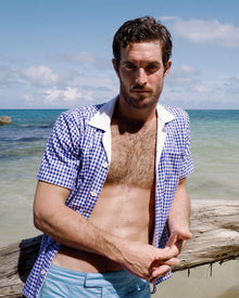 Thunderball Gingham Shirt 007 Blueprint/White Capri Collar Shirt | Blueprint/White