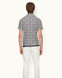 Midnight Navy Floral Print Capri Collar Shirt | Midnight Navy