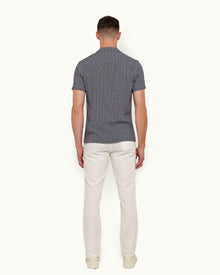 Navy/White Seglas Geometric Print Capri Collar Shirt | Navy/White