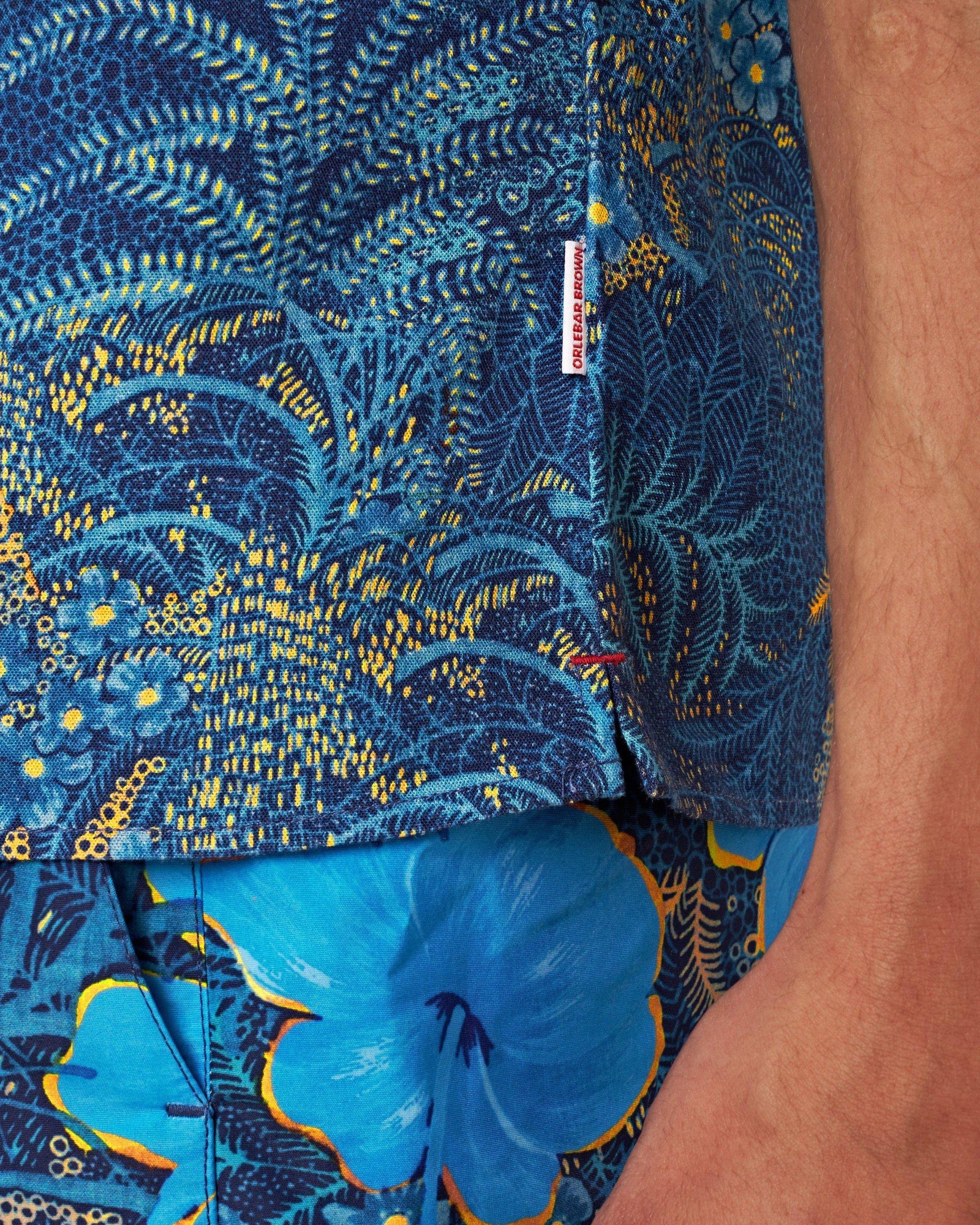 Night Iris/Cerulean Tropic Nightfall Print Capri Collar Shirt | Night Iris/Cerulean