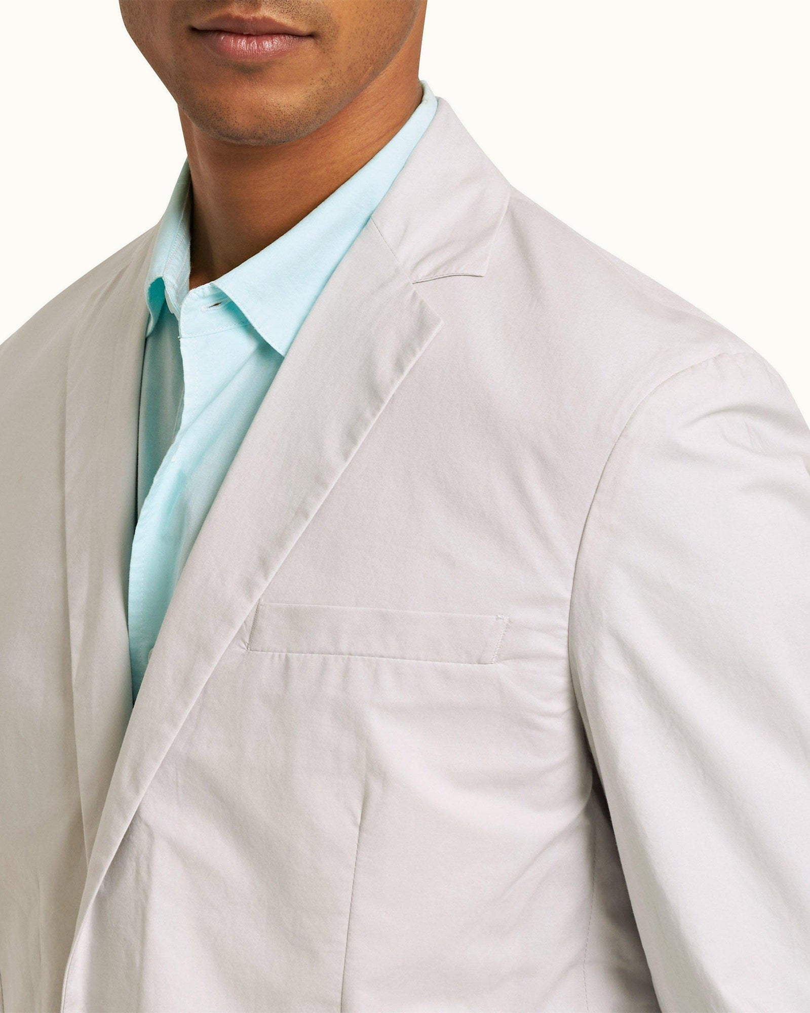 Oyster Grey Two-Button Stretch-Cotton Blazer | Oyster Grey