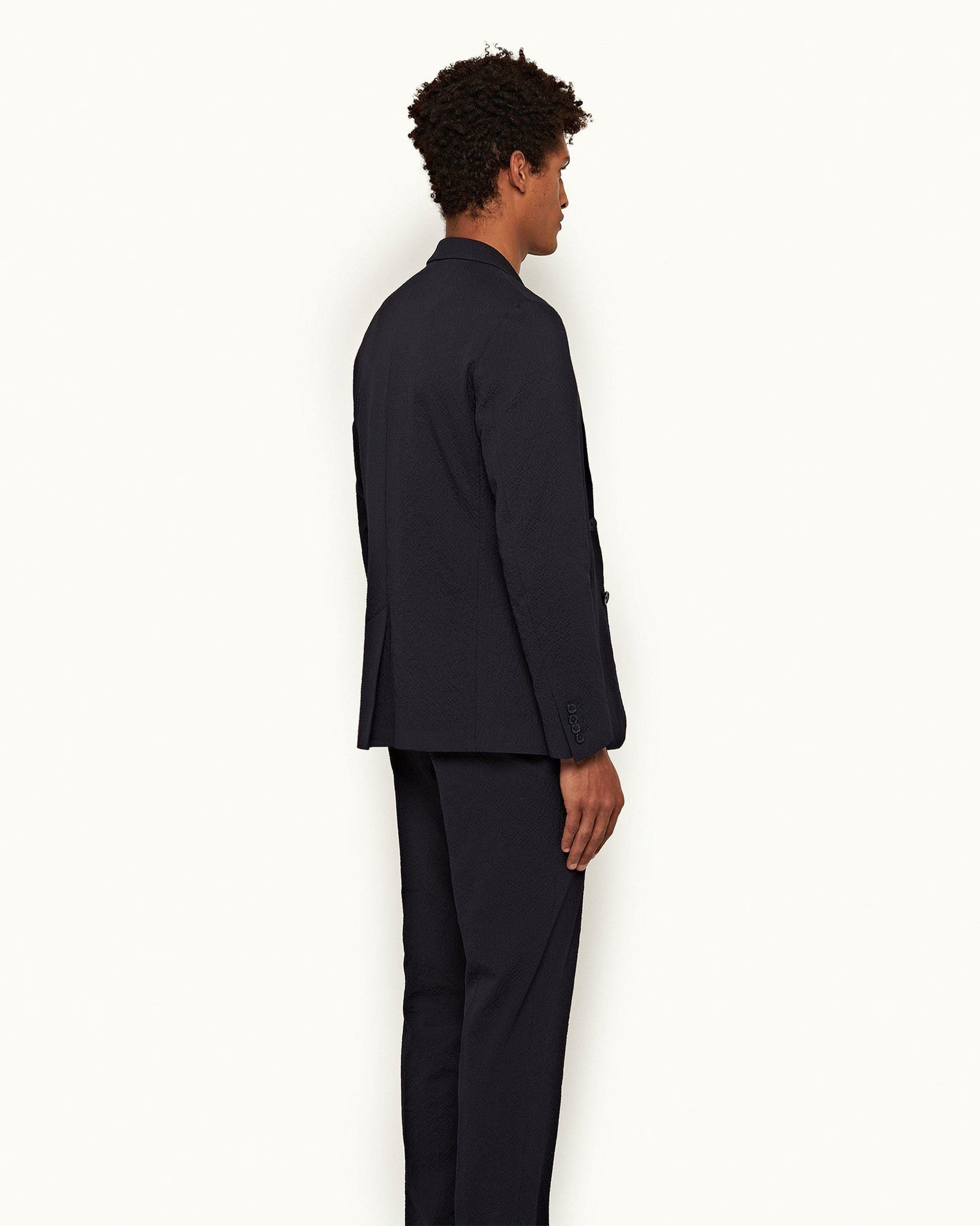 Ullock Seersucker Night Iris Seersucker Two-Button Blazer | Night Iris