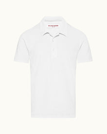 White Classic Fit Velvet Polo Shirt | White