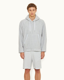 Serenity Blue Relaxed Fit Long Pile Towelling Hooded Sweatshirt | Serenity Blue