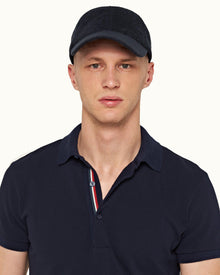 Navy O.B Stripe Organic Cotton Polo Shirt | Navy