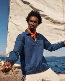 Indigo Relaxed Fit Overhead Denim Cotton Smock | Indigo