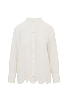 Orsay Cotton Eyelet Button Down Blouse | Optic White