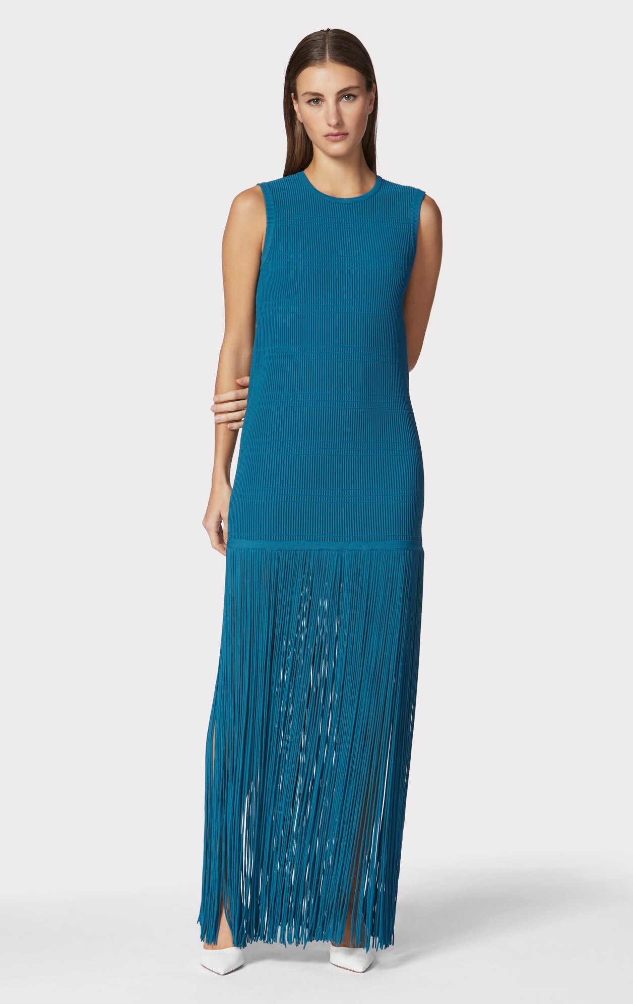 Ottoman Shadow Stripe Fringe Gown | Tidal Wave