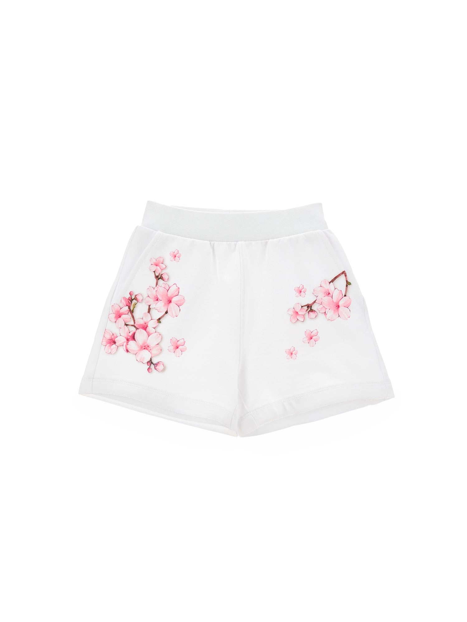 Girls | Peach Blossom Sweatshirt Shorts | White