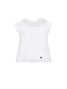 Girls | T-Shirt With Sequins On The Collar | Cream