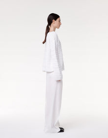 Another Tomorrow Oversized Textured Sweater in White – Cotton Women's Knitwear