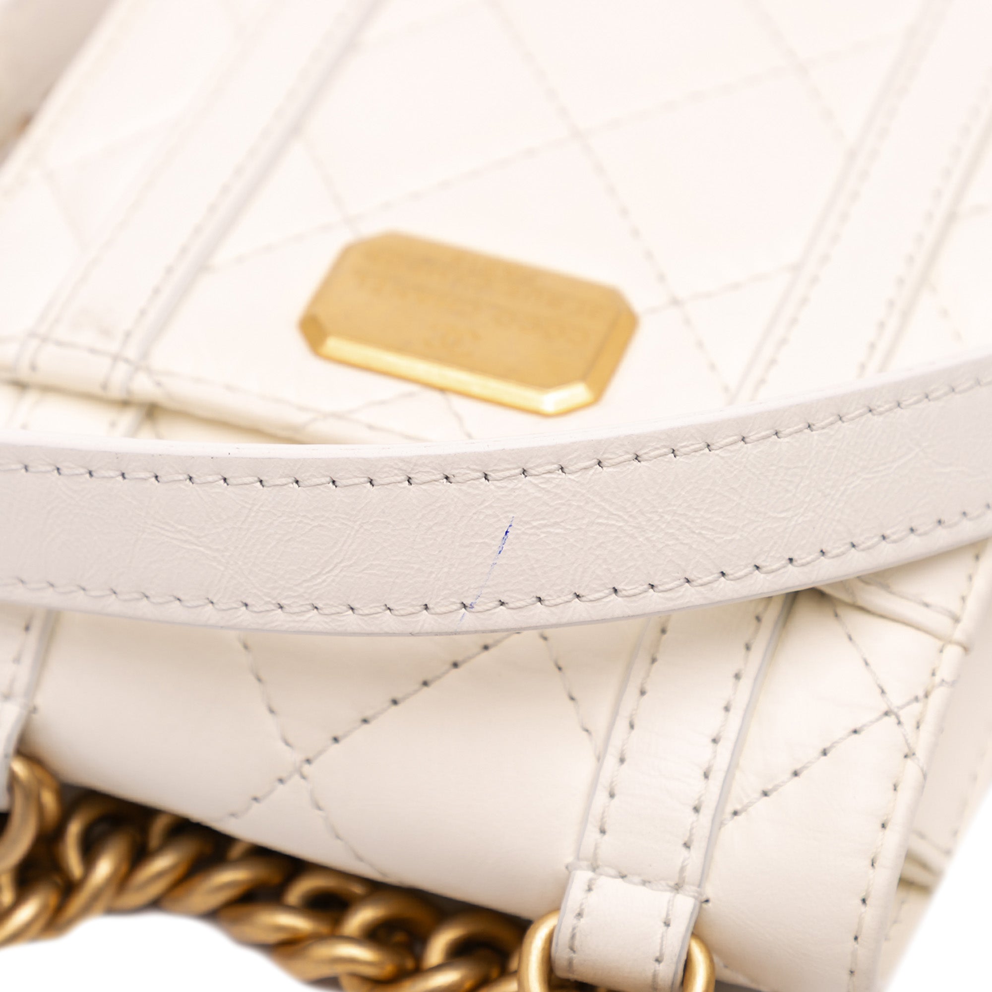 Chanel | Pre-Owned Mini Aged Calfskin City School Flap - I | White/Ivory