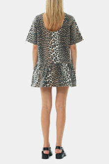 Open back Mini Denim Dress | Leopard