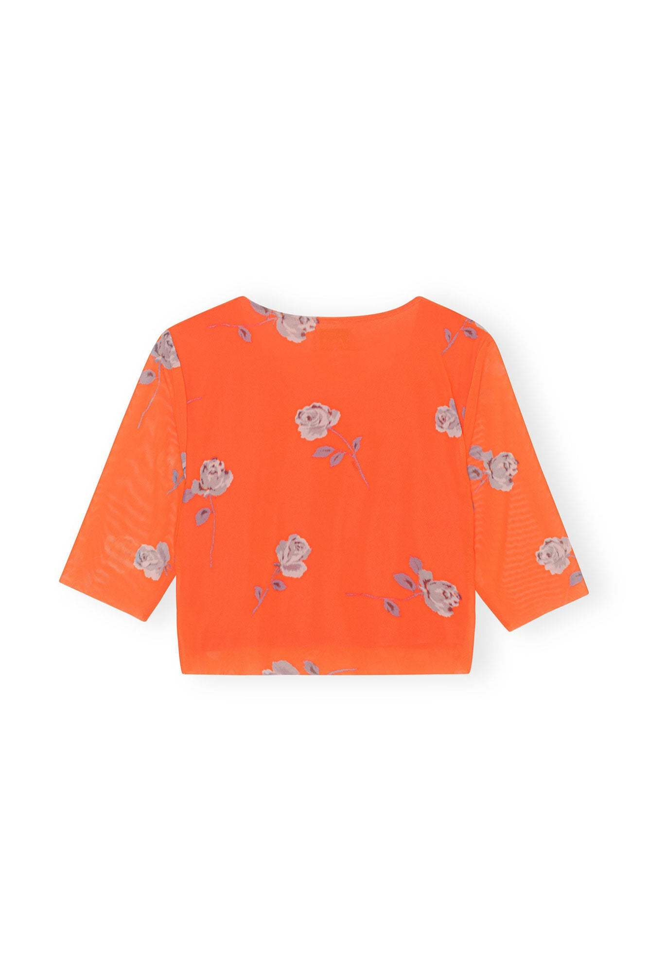 Orange Printed Mesh Cropped T Shirt | Orangeade
