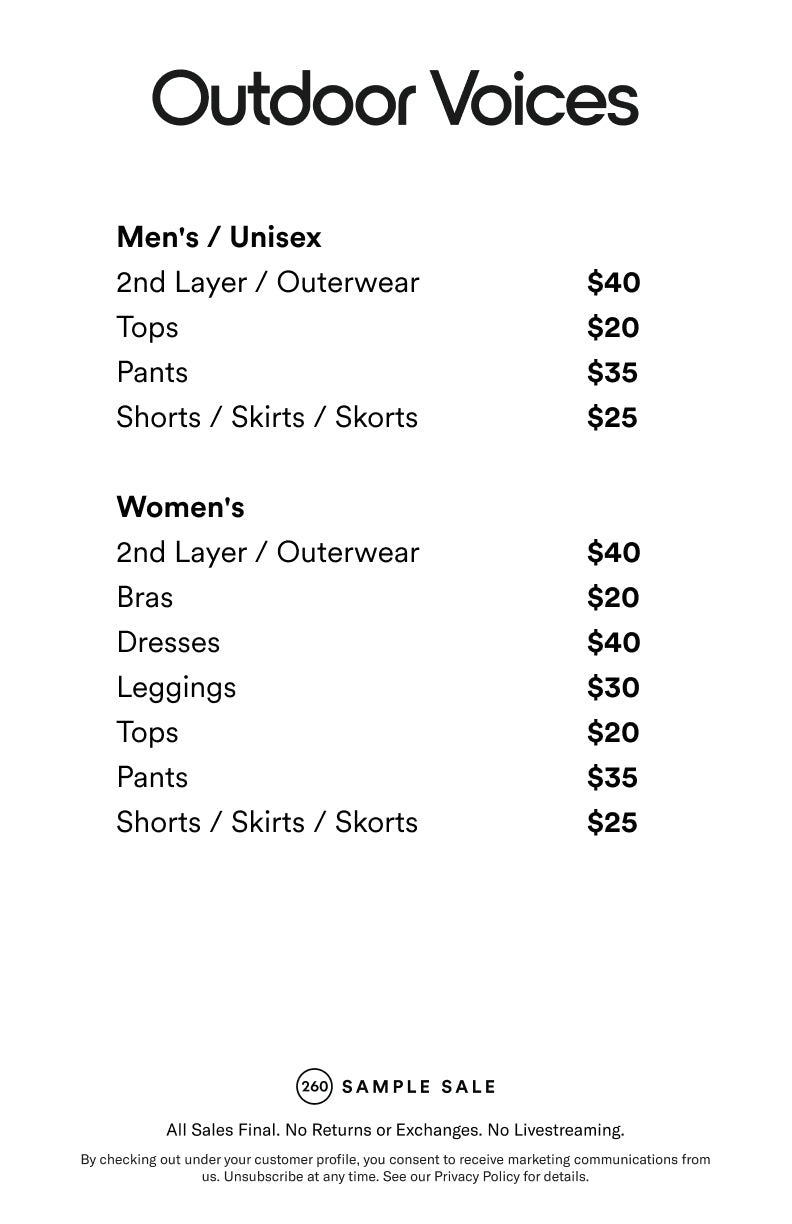 Price table