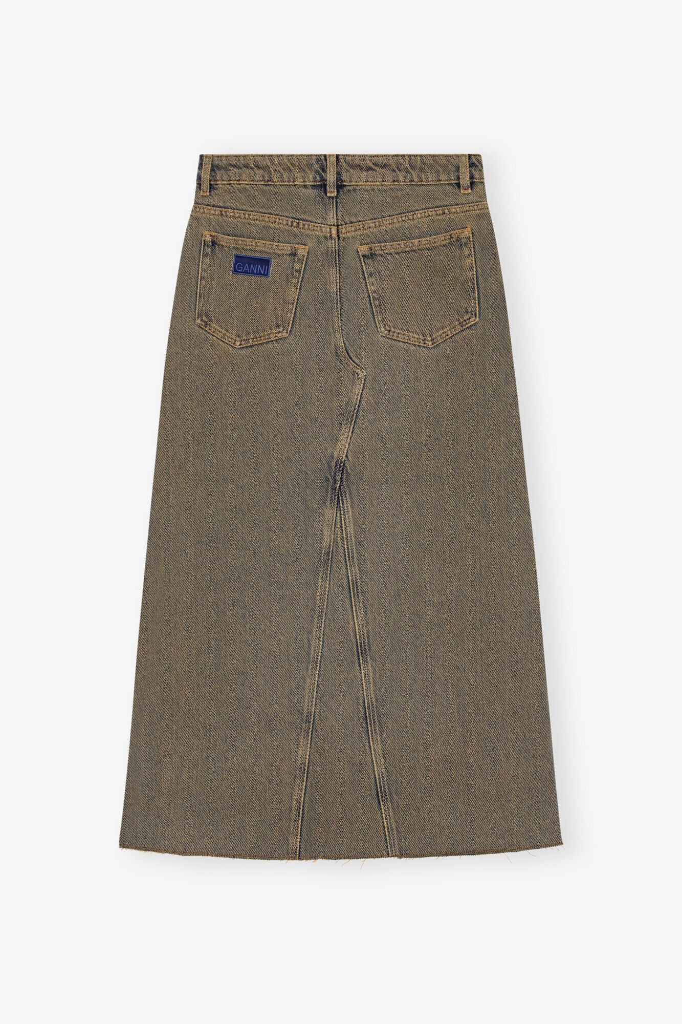 Overdyed Heavy Denim Maxi Skirt | Shitake