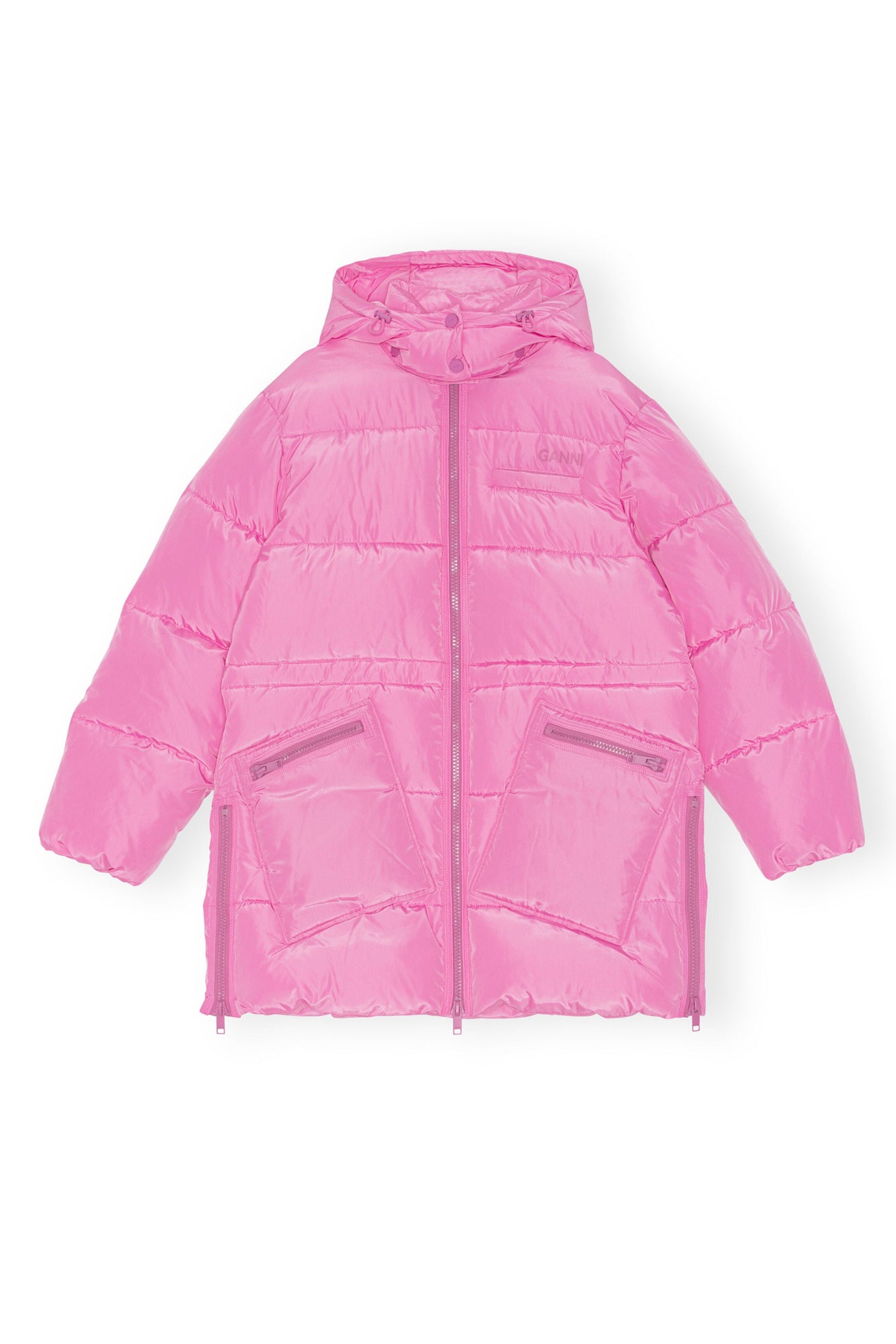 Oversized Tech Puffer Midi Jacket | Cyclamen