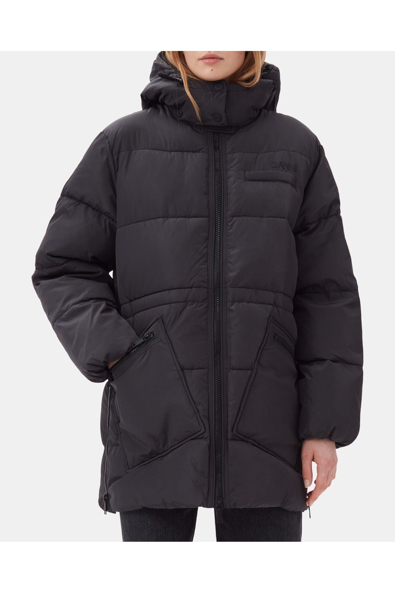 Oversized Tech Puffer Midi Jacket | Phantom