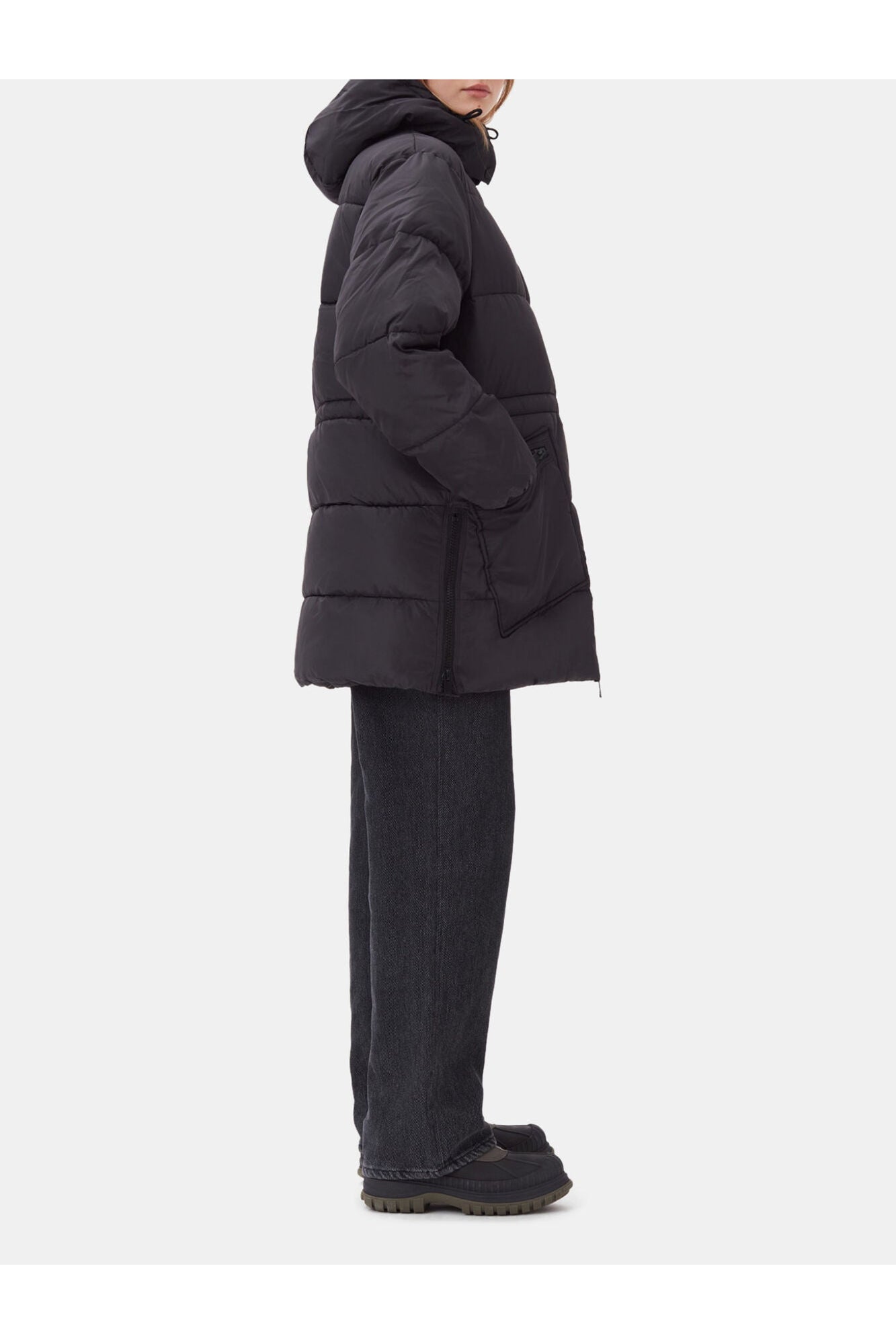 Oversized Tech Puffer Midi Jacket | Phantom