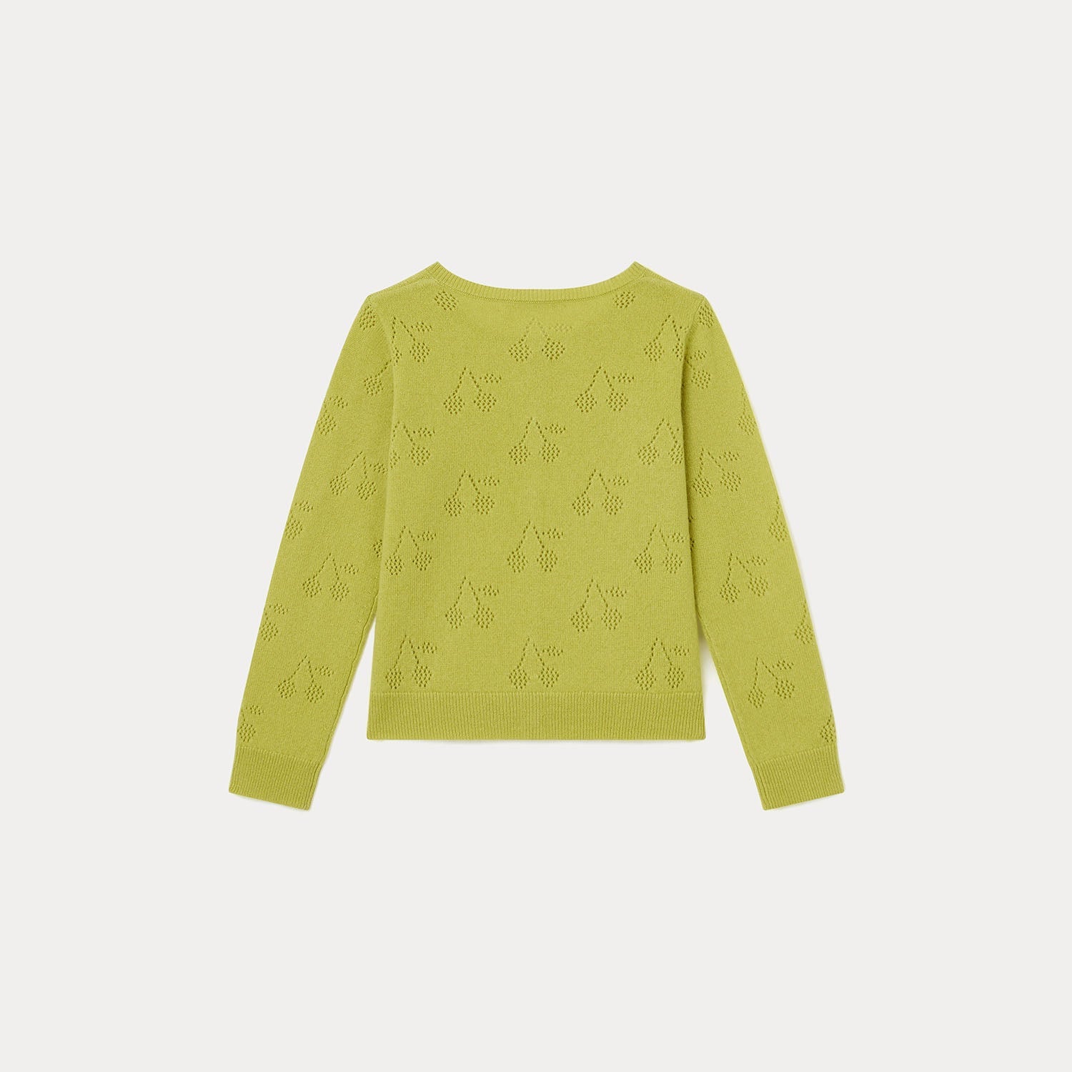 Girl | Openwork Knit Cherry Cardigan For Girls | Light Green