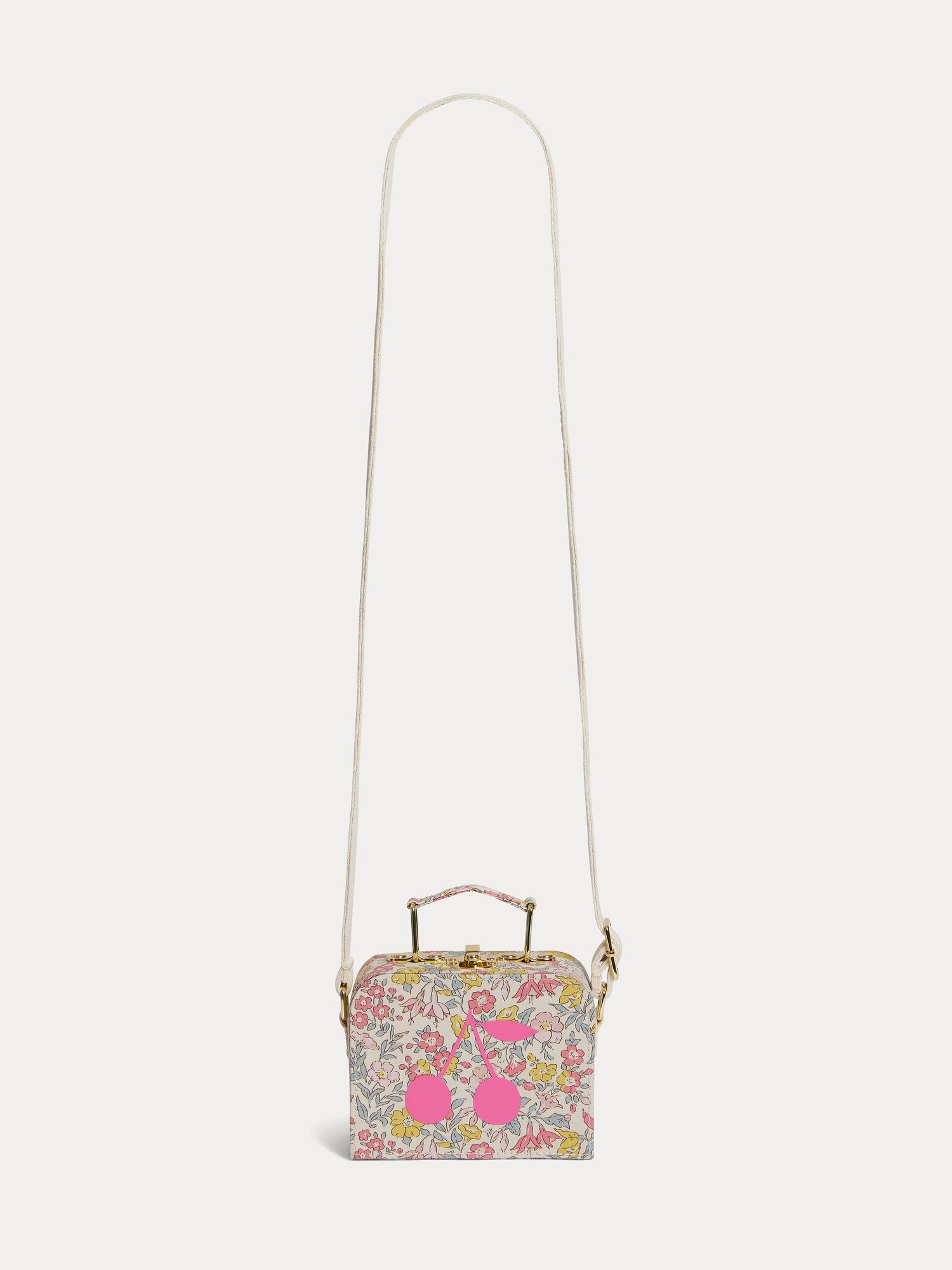 Girl | Aimane Mini Suitcase Shoulder Bag With A Pink Floral Print | Pink Flowers