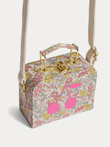 Girl | Aimane Mini Suitcase Shoulder Bag With A Pink Floral Print | Pink Flowers