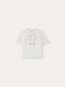 Girl | Greta White Blouse With Cherry Embroidery | Milk White