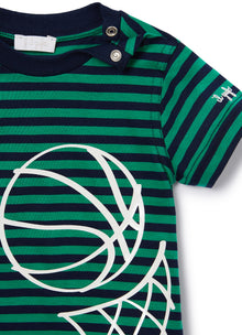 2-Piece Outfit with Basket Print | Verde Smeraldo/Blue/Bianco