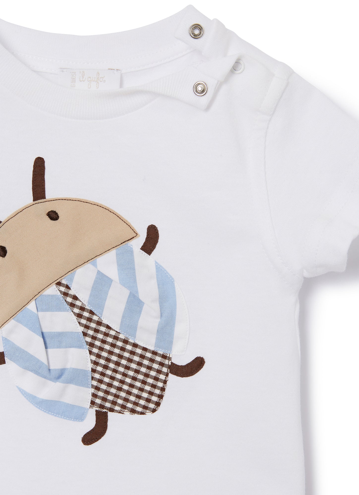 2-Piece Outfit with Beetle Print | White/Airforce Blue