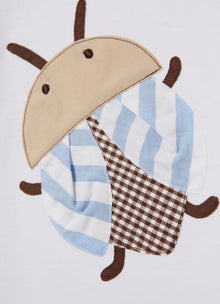 2-Piece Outfit with Beetle Print | White/Airforce Blue
