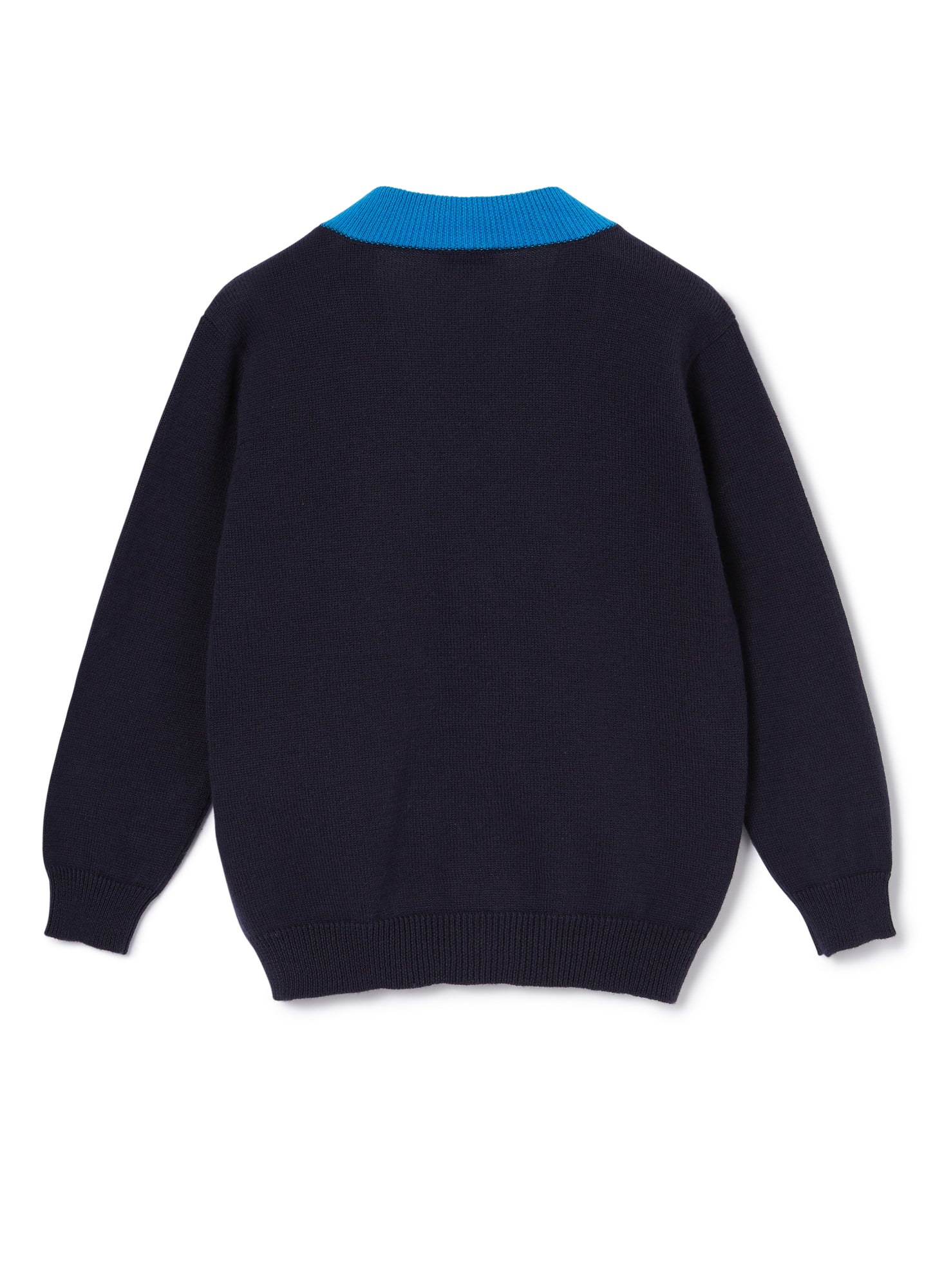 Cardigan with Piping | Blue/White