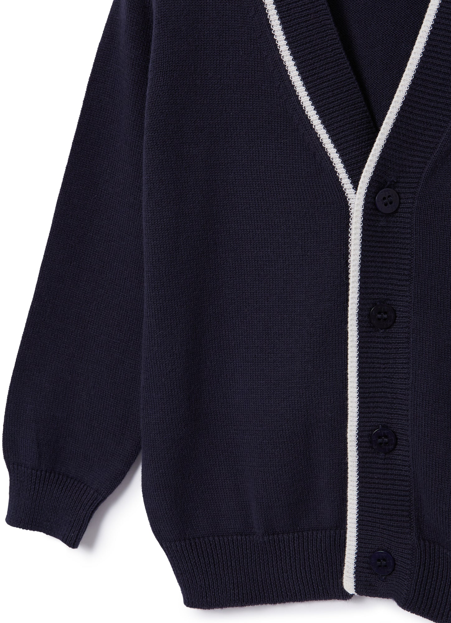 Cardigan with Piping | Blue/White