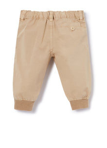 Garment-Dyed Stretch Gabardine Trousers | Bran Beige