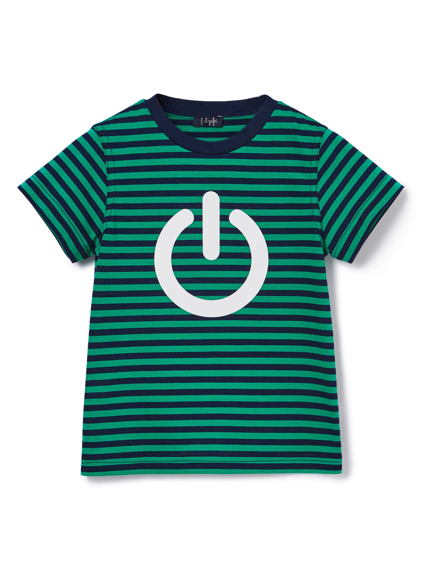 Stripe T-Shirt with Print | Smeraldo/Bianco
