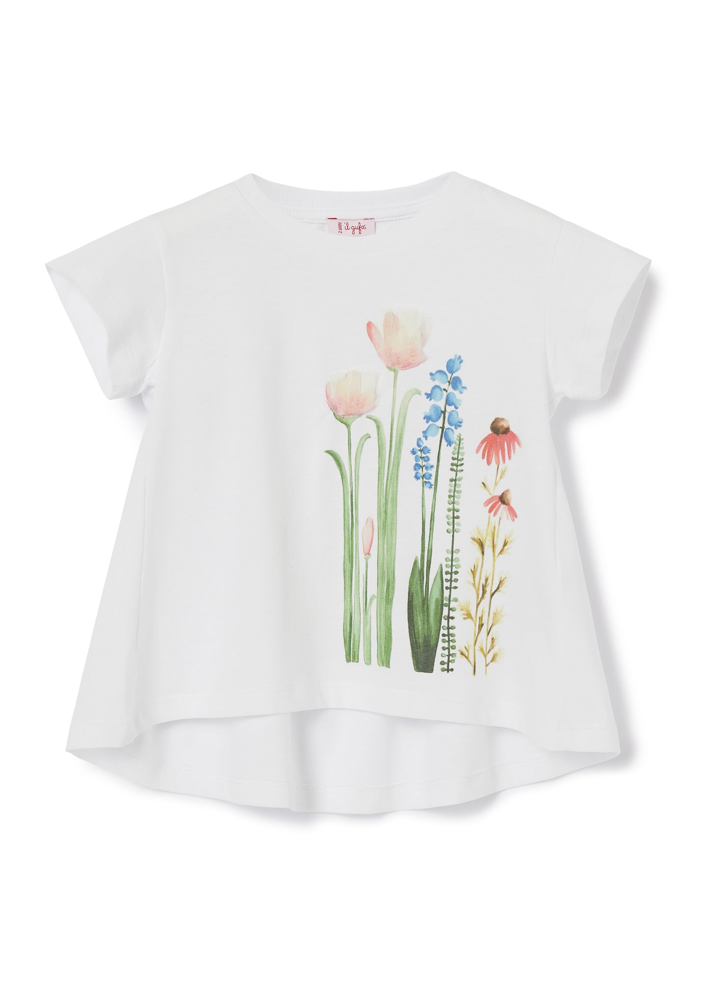 A-Line Top with Flower Print | Bianco/Limonata