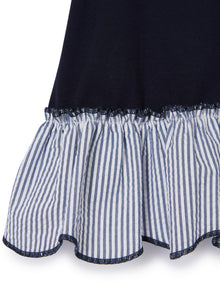 A-Line T-Shirt with Flounce | Blue/Blue Denim