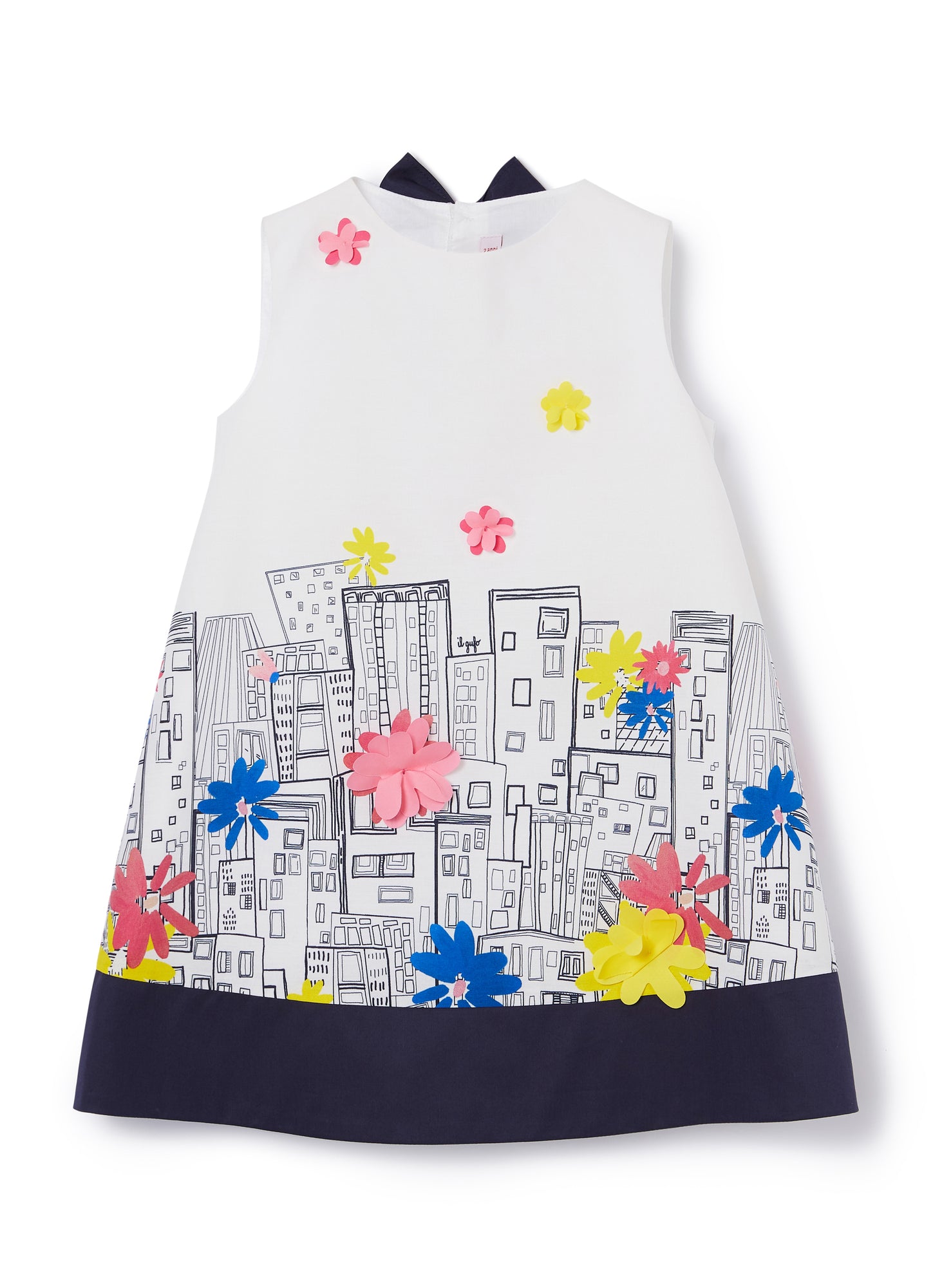 A-Line Dress with City Print | Blue