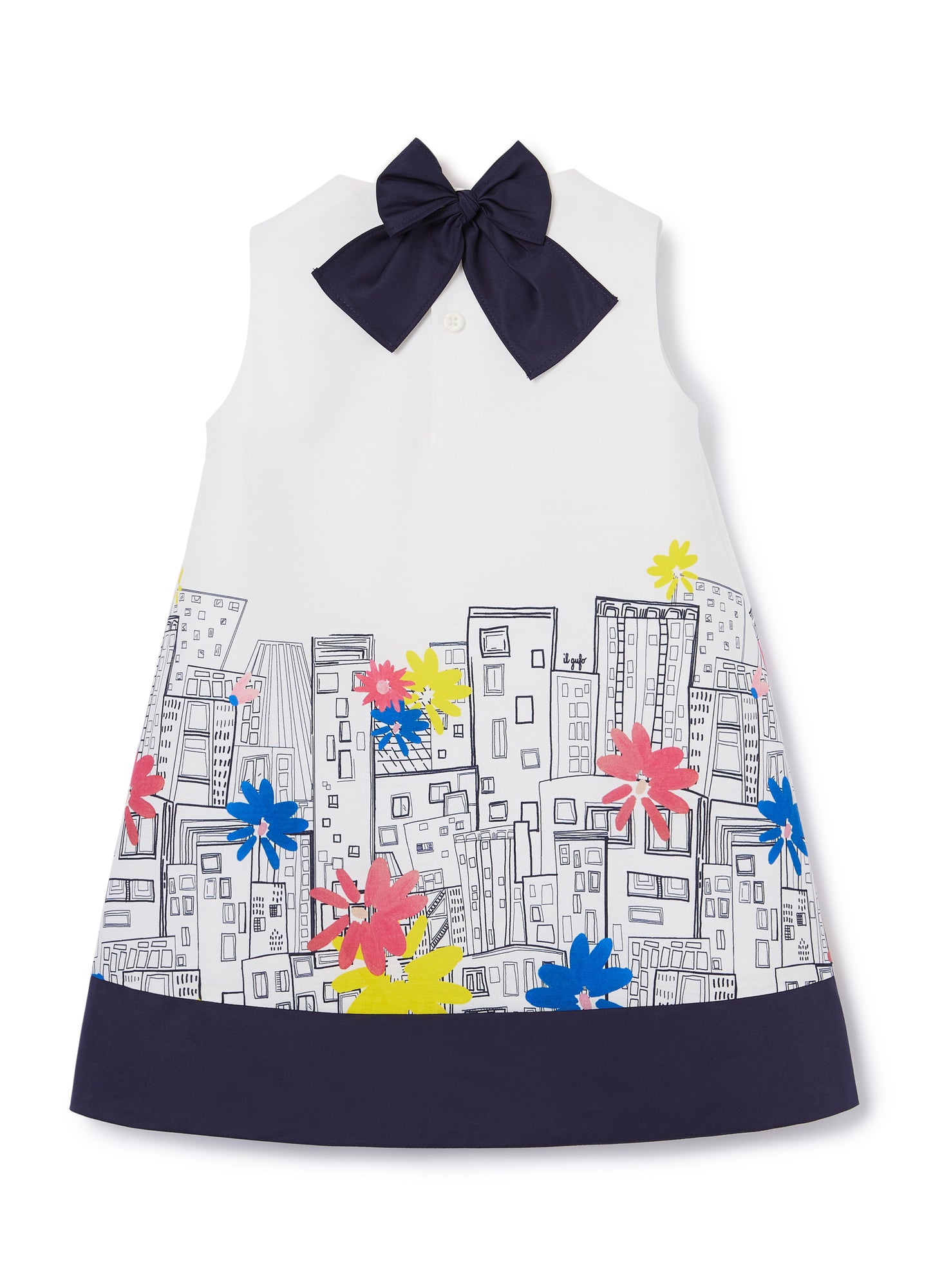 A-Line Dress with City Print | Blue