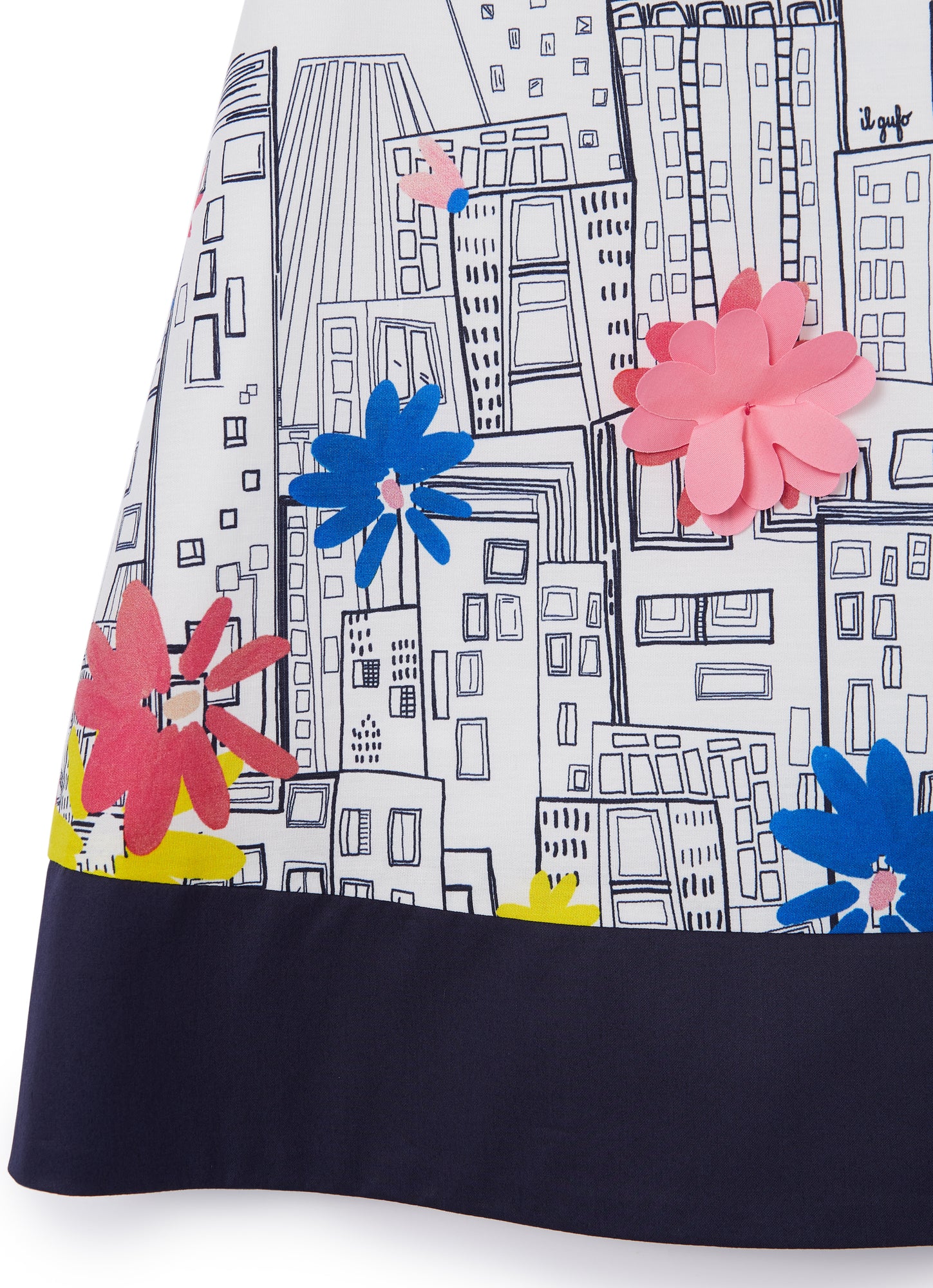 A-Line Dress with City Print | Blue