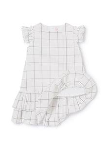 A-Line Sleeveless Dress with Flounces | Black