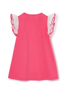 A-Line Dress with Tulle Sleeves | Strong Pink