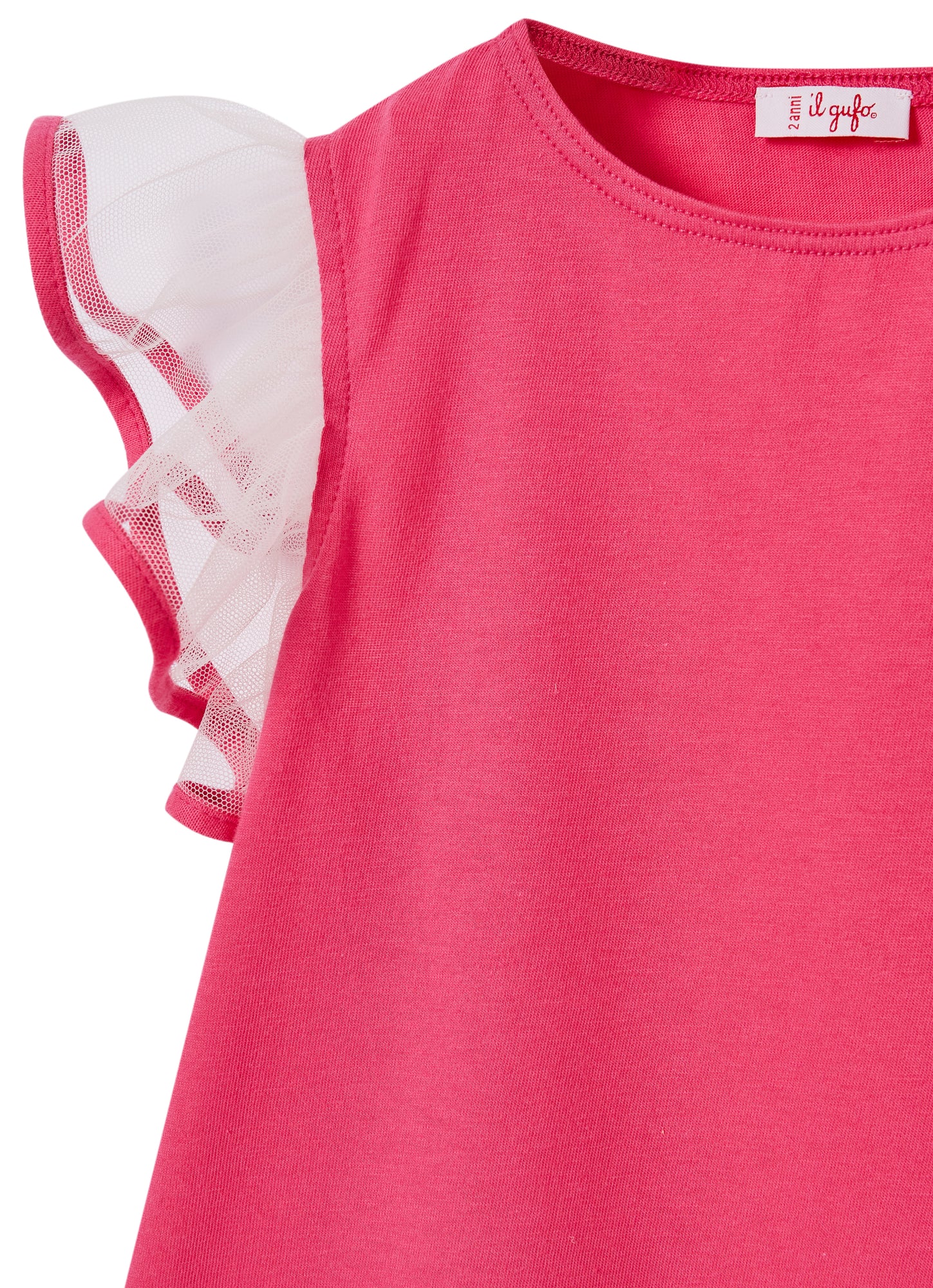 A-Line Dress with Tulle Sleeves | Strong Pink