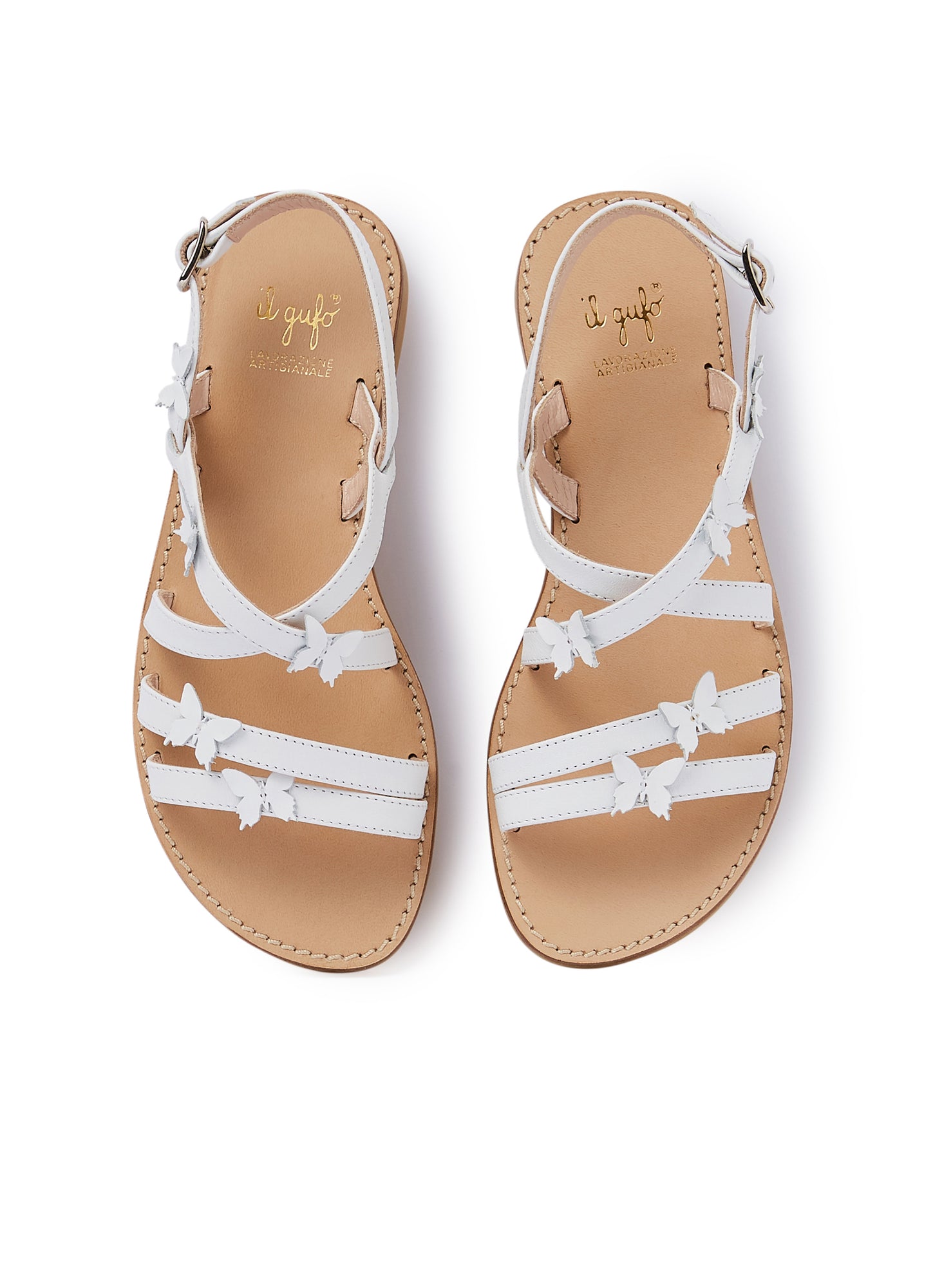 Braided Sandals with Butterflies | White